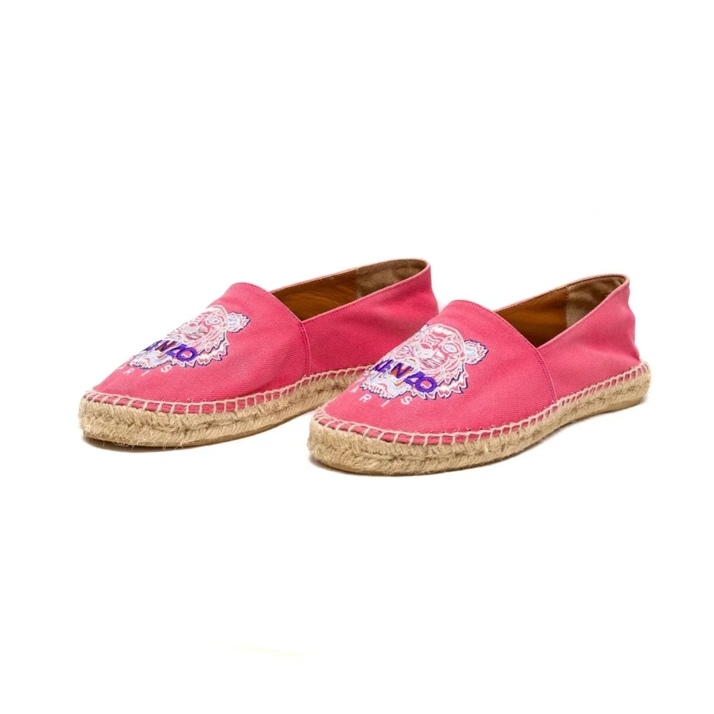 Kenzo Paris Hot Pink Embroidered Tiger Espadrilles Size EU 39/US 9 Women's Flats
